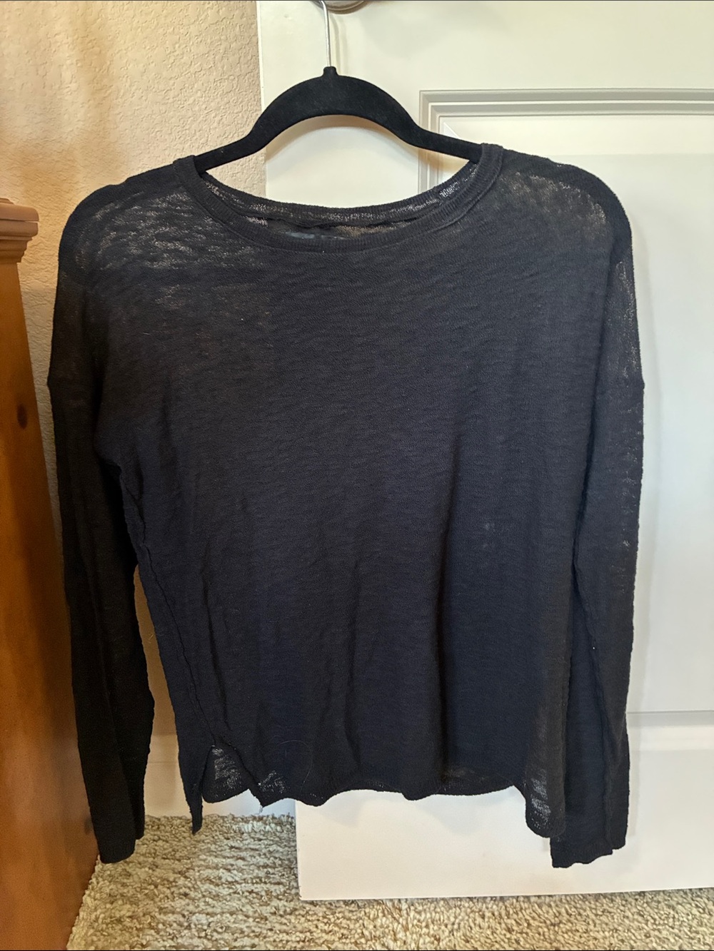 Calvin Klein Jeans Lightweight Black Long-Sleeve Knit Top Size Small